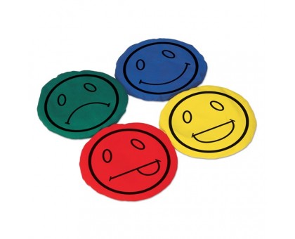 Мешочки для метания с изображение смайла (круглые) Vinex BBC-SMRPK4 (15 см в диаметре), разные цвета, набор из 4 штук